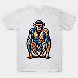 Pop art monkey illustration. cubism illustration of monkey T-Shirt